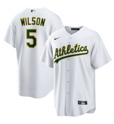 Men's Oakland Athletics #5 Jacob Wilson White Cool Base Stitched Jersey