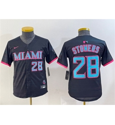 Youth Miami Marlins #28 Kyle Stowers Black 2025 City Connect Limited Stitched Baseball Jersey