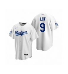 Men's Los Angeles Dodgers #9 Gavin Lux White 2020 World Series Champions Replica Jersey