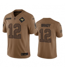 Men's Tampa Bay Buccaneers #12 Tom Brady 2023 Brown Salute To Service Limited Football Stitched Jersey