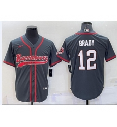 Men's Tampa Bay Buccaneers #12 Tom Brady Grey Stitched Cool Base Nike Baseball Jersey