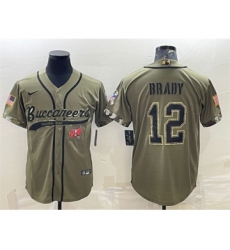 Men's Tampa Bay Buccaneers #12 Tom Brady Olive 2022 Salute To Service Cool Base Stitched Baseball Jersey