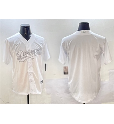 Men's Los Angeles Dodgers Blank White Cool Base Stitched Baseball Jersey