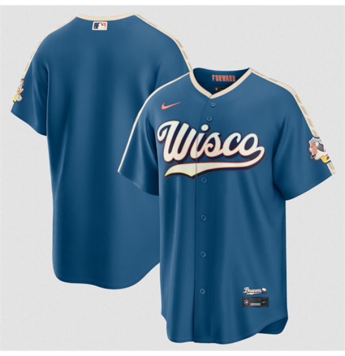 Men's Milwaukee Brewers Blank Mineral Blue 2026 City Connect Stadium Stitched Stitched Baseball Jersey