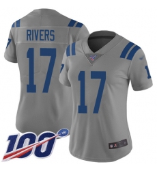 Women's Nike Indianapolis Colts #17 Philip Rivers Gray Stitched NFL Limited Inverted Legend 100th Season Jersey