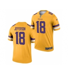 Men's Minnesota Vikings #18 Justin Jefferson Gold 2021 Inverted Legend Stitched Jersey