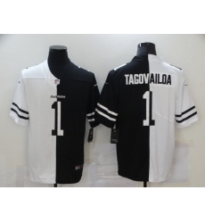 Men's Miami Dolphins #1 Tua Tagovailoa Black White Limited Split Fashion Football Jersey