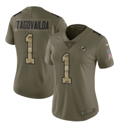 Women's Miami Dolphins #1 Tua Tagovailoa Olive Camo Stitched Limited 2017 Salute To Service Jersey Women's Miami Dolphins #1 Tua Tagovailoa Olive Camo Stitched Limited 2017 Salute To Service Jersey