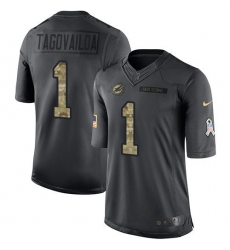 Youth Miami Dolphins #1 Tua Tagovailoa Black Stitched Limited 2016 Salute to Service Jersey Youth Miami Dolphins #1 Tua Tagovailoa Black Stitched Limited 2016 Salute to Service Jersey