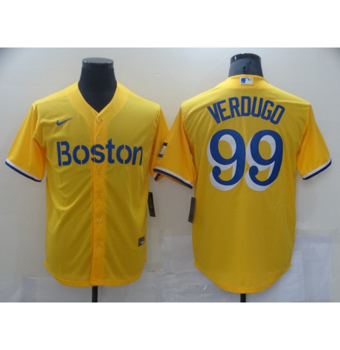 Men's Boston Red Sox #99 Alex Verdugo Nike Gold-Light Blue City Connect Jersey