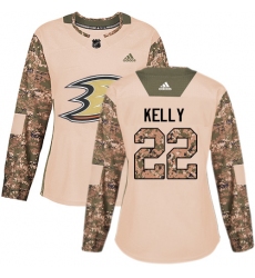 Women's Adidas Anaheim Ducks #22 Chris Kelly Authentic Camo Veterans Day Practice NHL Jersey