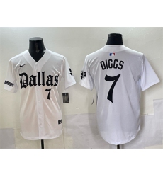 Men's Dallas Cowboys #7 Trevon Diggs White 'Gothic Lone Star Edition' Limited Stitched Baseball Jersey