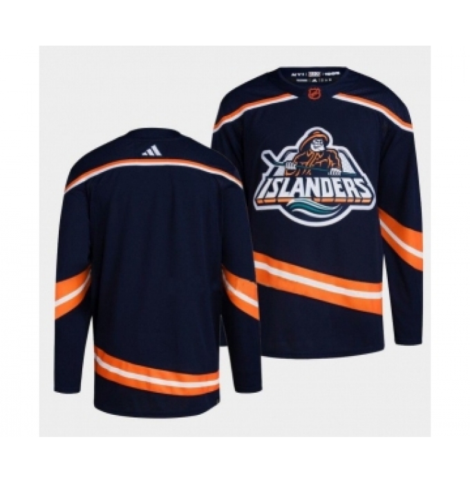 Men's New York Islanders Blank 2022 Navy Reverse Retro 2.0 Stitched Jersey