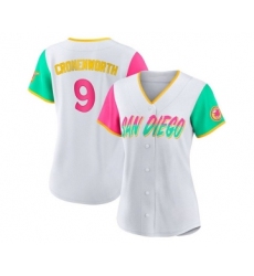 Women's San Diego Padres #9 Jake Cronenworth White 2022 City Connect Cool Base Stitched Baseball Jersey(Run Small)