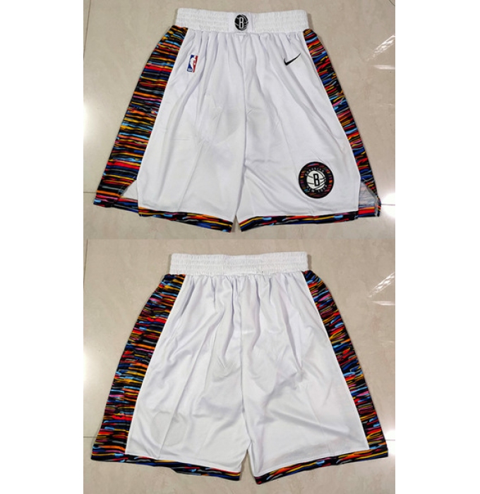 Men's Brooklyn Nets White City Edition Shorts (Run Smaller)