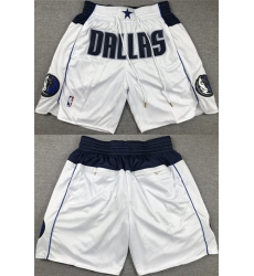 Men's Dallas Mavericks White Shorts (Run Small)