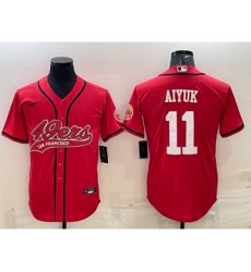Men's San Francisco 49ers #11 Brandon Aiyuk Red With Patch Cool Base Stitched Baseball Jersey