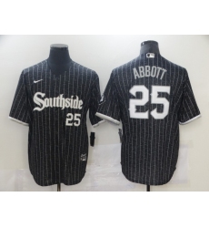 Men's Nike White Sox Southside #25 Jim Abbott Black City Connect Authentic Jersey