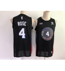 Men's New York Knicks #4 Derrick Rose Black City 2020-21 Stitched Basketball Jersey
