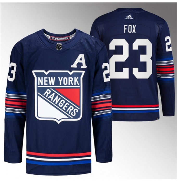 Men's New York Rangers #23 Adam Fox Navy Stitched Jersey