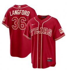 Men's Texas Rangers #36 Wyatt Langford Red 2026 City Connect Stadium Stitched Baseball Jersey