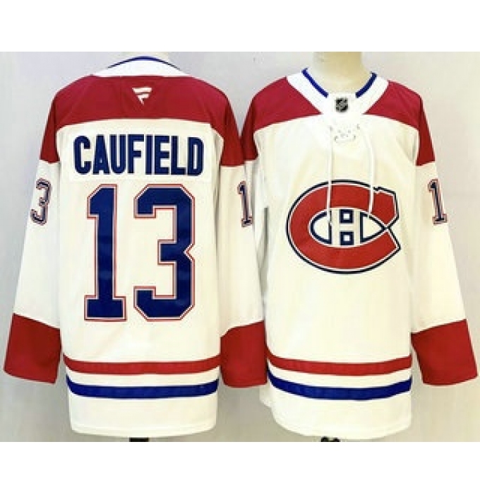 Men's Montreal Canadiens #13 Cole Caufield White Authentic Jersey