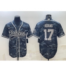 Men's Las Vegas Raiders #17 Davante Adams Grey Camo With Patch Cool Base Stitched Baseball Jersey