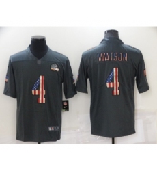 Men's Cleveland Browns #4 Deshaun Watson Grey Salute To Service USA Flag Fashion Limited Stitched Jersey