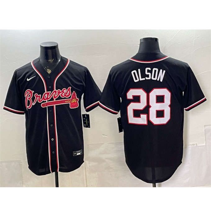 Men's Atlanta Braves #28 Matt Olson 2026 Fashion Replica Black Out Stitched Baseball Jersey