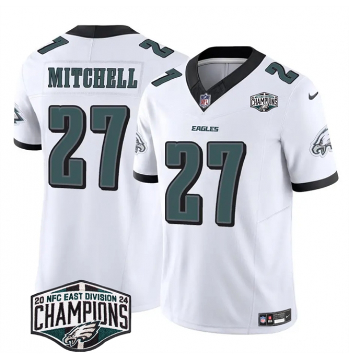 Men's Philadelphia Eagles #27 Quinyon Mitchell White 2024 New NFC East Champions F.U.S.E. Vapor Untouchable Limited Stitched Football Jersey