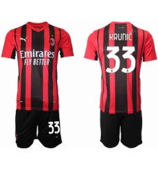 Men 2021-2022 Club AC Milan home red 33 Soccer Jersey