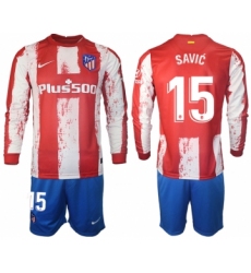 Men 2021-2022 Club Atletico Madrid home red Long Sleeve 15 Soccer Jersey
