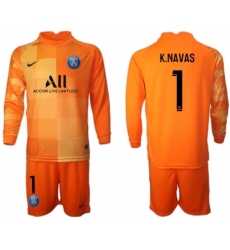 Men 2021-2022 Club Paris St German orange red goalkeeper Long Sleeve 1 Soccer Jersey