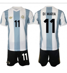 Men's Argentina #11 ángel Fabián Di María White Blue 2024-25 50th Anniversary Home Soccer Jersey Suit