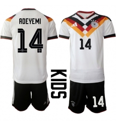 Youth Germany #14 ADEYEMI National Team FIFA x World Cup 2026 Home White On Field Kids Jersey