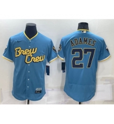 Men's Milwaukee Brewers #27 Willy Adames 2022 Powder Blue City Connect Flex Base Stitched Jersey