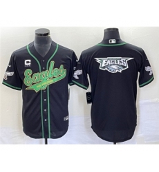 Men's Nike Philadelphia Eagles Black Team Big Logo With C Cool Base Stitched Baseball Jersey