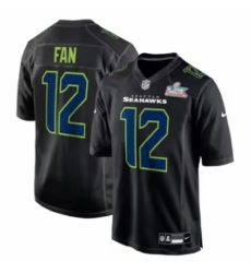 Men's Seattle Seahawks # 12s Black Nike Super Bowl LX Carbon Fashion Game Jersey