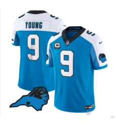Men's Carolina Panthers #9 Bryce Young White-Blue Vapor Limited Jersey