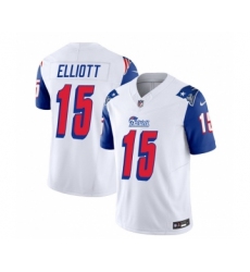 Men's Nike New England Patriots #15 Ezekiel Elliott White Blue 2023 F.U.S.E. Vapor Limited Football Stitched Jersey Men's Nike New England Patriots #15 Ezekiel Elliott White Blue 2023 F.U.S.E. Vapor Limited Football Stitched Jersey