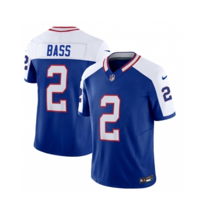 Men's Nike Buffalo Bills #2 Tyler Bass Blue White 2023 F.U.S.E. Throwback Vapor Untouchable Limited Football Stitched Jersey