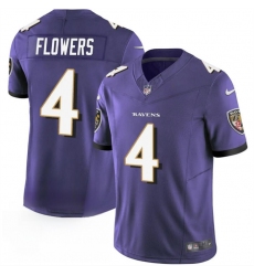 Men's Baltimore Ravens #4 Zay Flowers Purple 2023 F.U.S.E. Vapor Limited Football Stitched Jersey