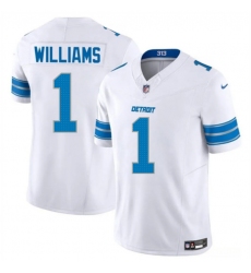 Men's Detroit Lions #1 Jameson Williams White 2025 F.U.S.E. Vapor Limited Football Stitched Jersey