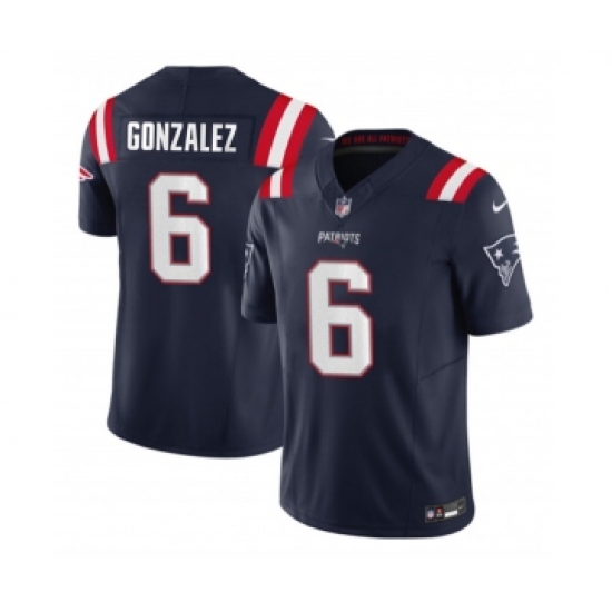 Men's Nike New England Patriots #6 Christian Gonzalez Navy 2023 F.U.S.E. Vapor Limited Football Stitched Jersey Men's Nike New England Patriots #6 Christian Gonzalez Navy 2023 F.U.S.E. Vapor Limited Football Stitched Jersey