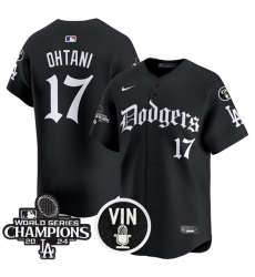 Men's Los Angeles Dodgers #17 Shohei Ohtani Black Mexico 2025 LA Gothic Style With Vin And 2024 World Series Champions Vapor Premier Limited Stitched Baseb