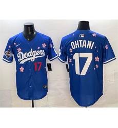 Men's Los Angeles Dodgers #17 Shohei Ohtani Royal 2025 World Series Champions Tokyo Series Limited Stitched Baseball Jersey