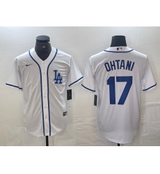 Men's Los Angeles Dodgers #17 Shohei Ohtani White Cool Base Stitched Baseball Jersey