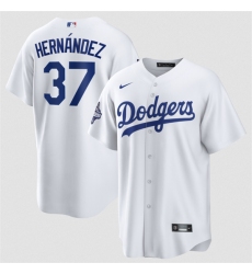 Men's Los Angeles Dodgers #37 Teoscar Hernández White 2025 World Series Champions Stitched Baseball Jersey