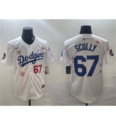 Men's Los Angeles Dodgers #67 Vin Scully White 2025 Tokyo Series Limited Stitched Baseball Jersey