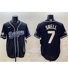 Mens Los Angeles Dodgers #7 Blake Snell Black 2024 World Series Champions Cool Base Stitched Baseball Jersey